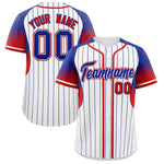 Custom White Royal Stripe Fashion Sleeves Gradient Baseball Jersey | BuyFootballJersey