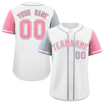 Custom White Silver and Light Pink Raglan Sleeves Baseball Jersey | BuyFootballJersey