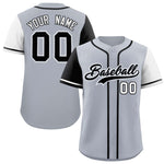 Custom Silver Black and White Raglan Sleeves Baseball Jersey | BuyFootballJersey