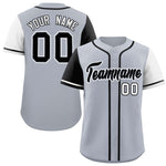 Custom Silver Black and White Raglan Sleeves Baseball Jersey | BuyFootballJersey