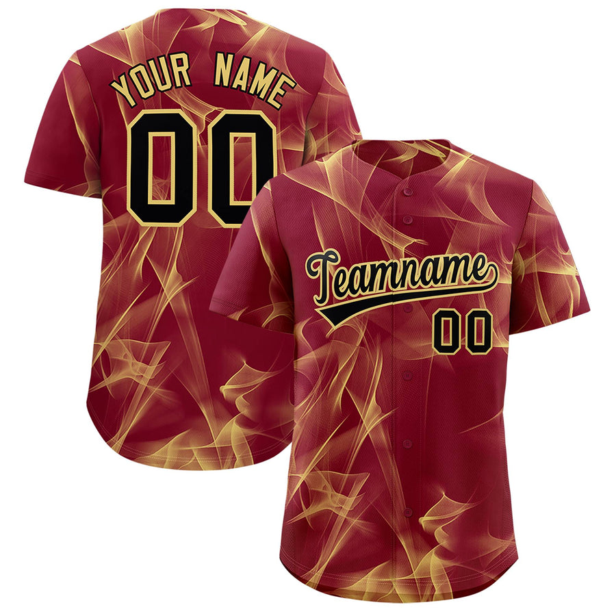 Custom Crimson Fumes Graffiti Pattern Baseball Jersey | BuyFootballJersey