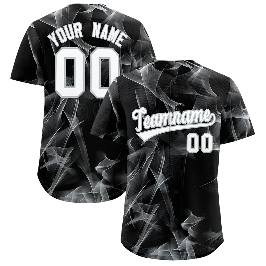 Custom Black Fumes Graffiti Pattern Baseball Jersey | BuyFootballJersey
