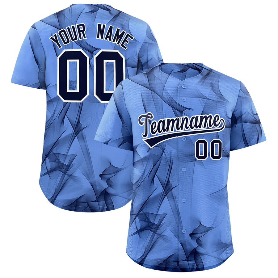 Custom Light Blue Fumes Graffiti Pattern Baseball Jersey | BuyFootballJersey