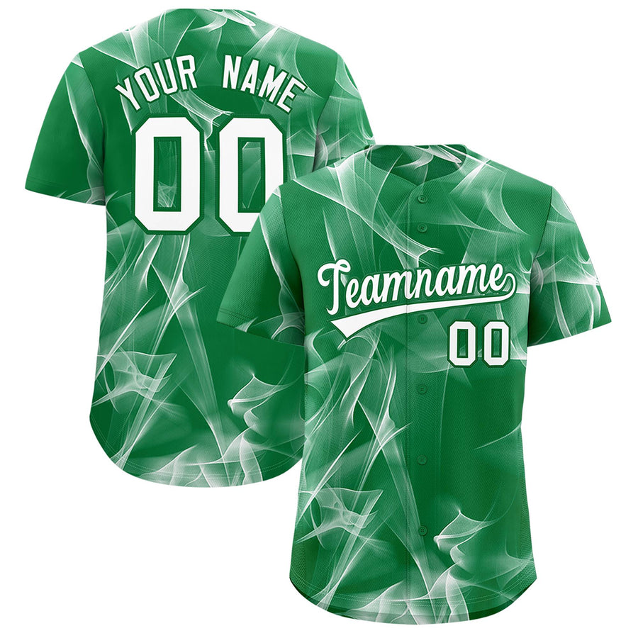 Custom Kelly Green Fumes Graffiti Pattern Baseball Jersey | BuyFootballJersey