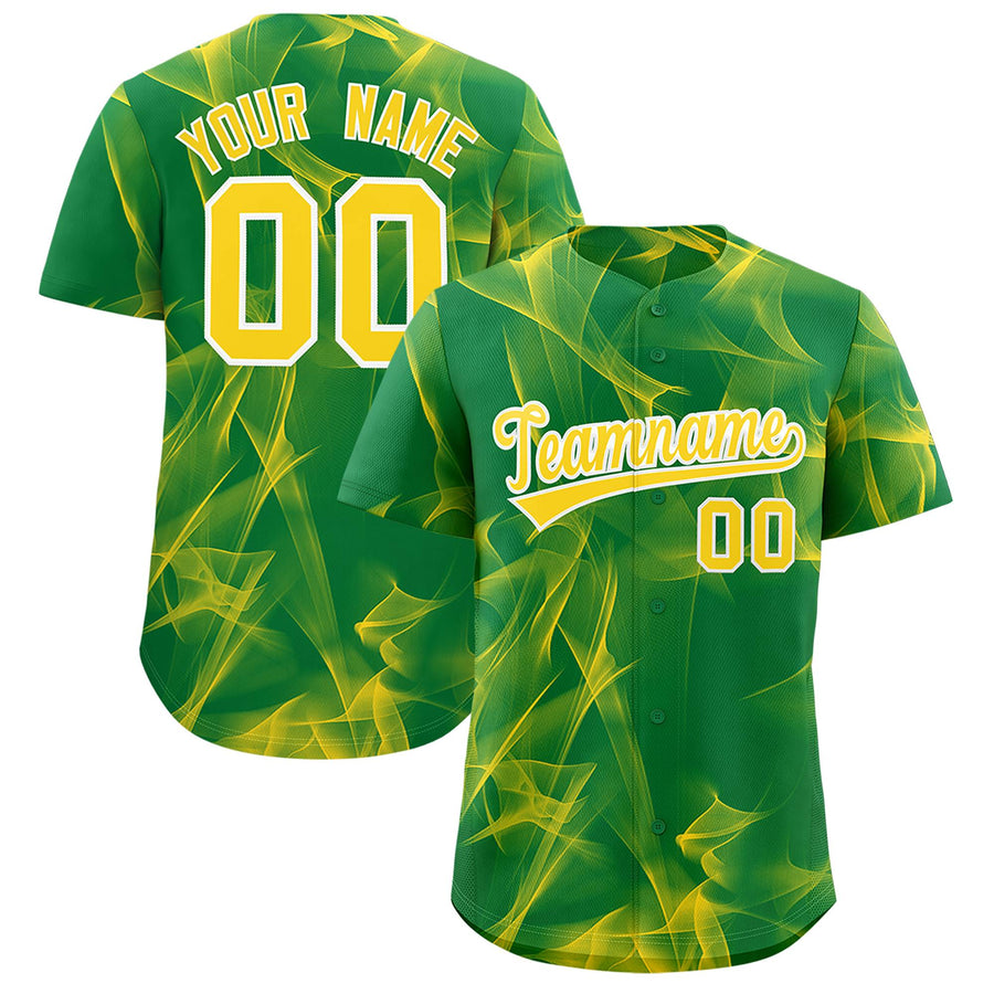 Custom Kelly Green Fumes Graffiti Pattern Baseball Jersey | BuyFootballJersey