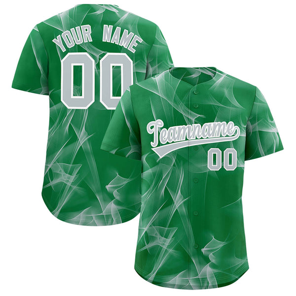 Custom Kelly Green Fumes Graffiti Pattern Baseball Jersey | BuyFootballJersey