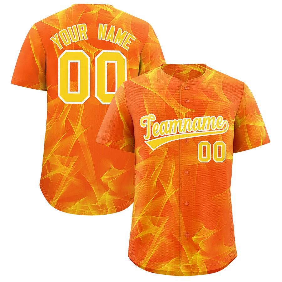 Custom Orange Fumes Graffiti Pattern Baseball Jersey | BuyFootballJersey