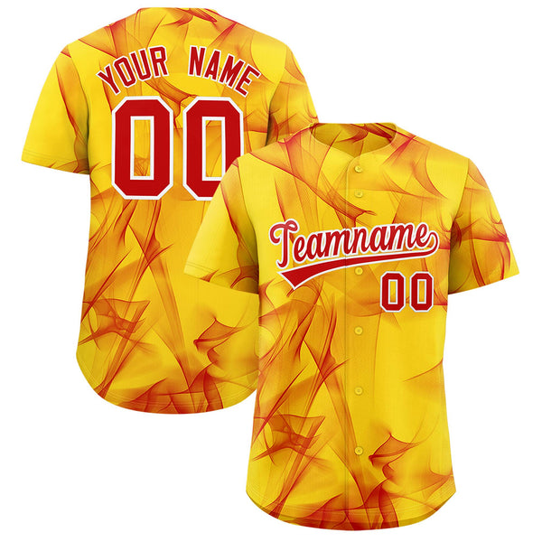 Custom Gold Fumes Graffiti Pattern Baseball Jersey | BuyFootballJersey