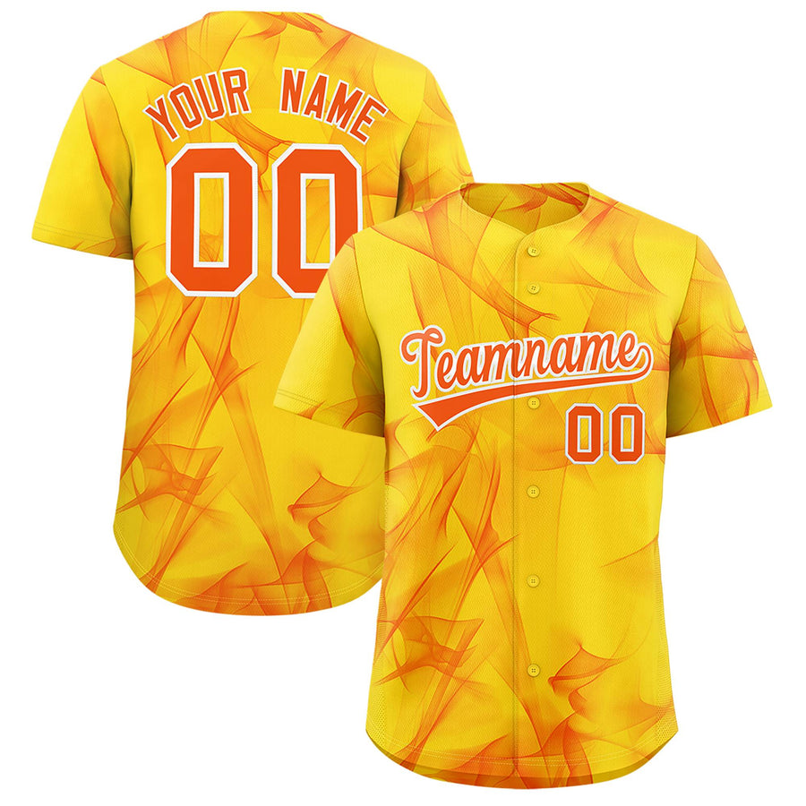 Custom Gold Fumes Graffiti Pattern Baseball Jersey | BuyFootballJersey