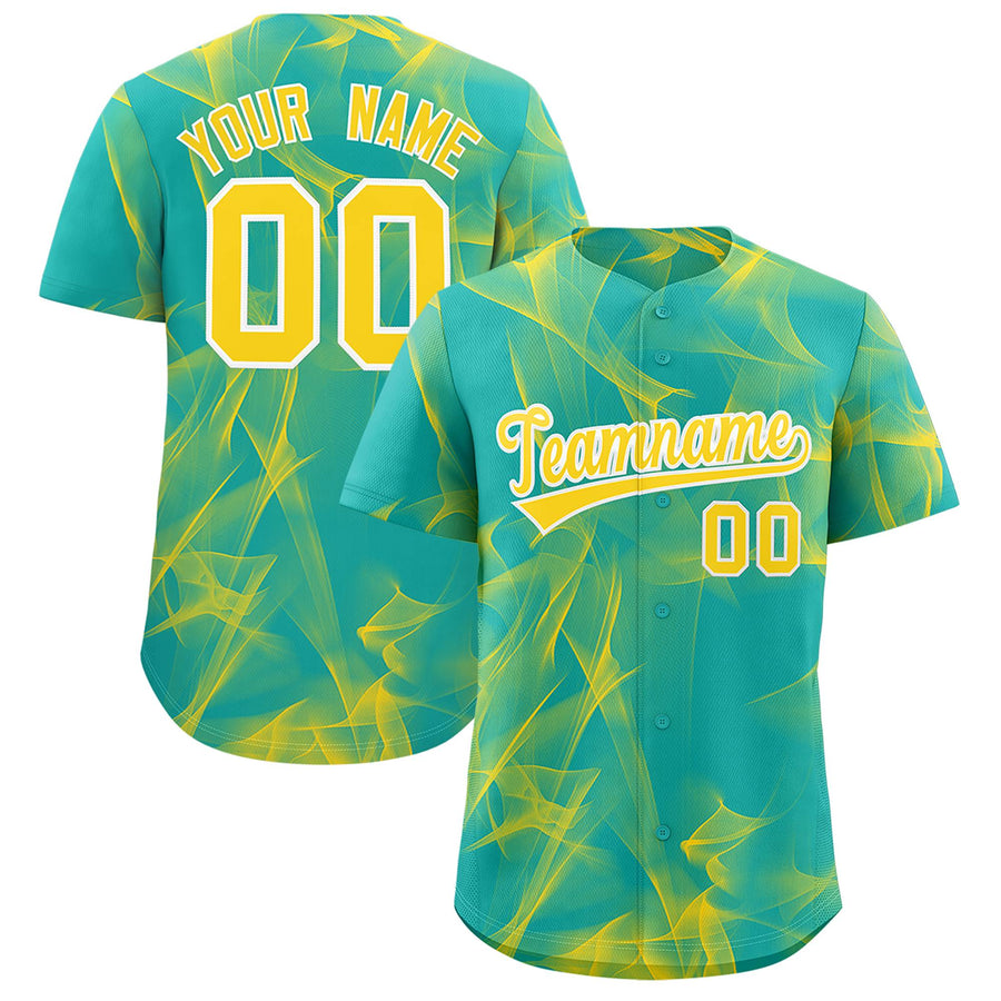 Custom Aqua Fumes Graffiti Pattern Baseball Jersey | BuyFootballJersey