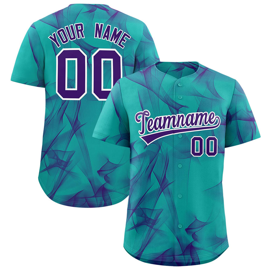 Custom Aqua Fumes Graffiti Pattern Baseball Jersey | BuyFootballJersey