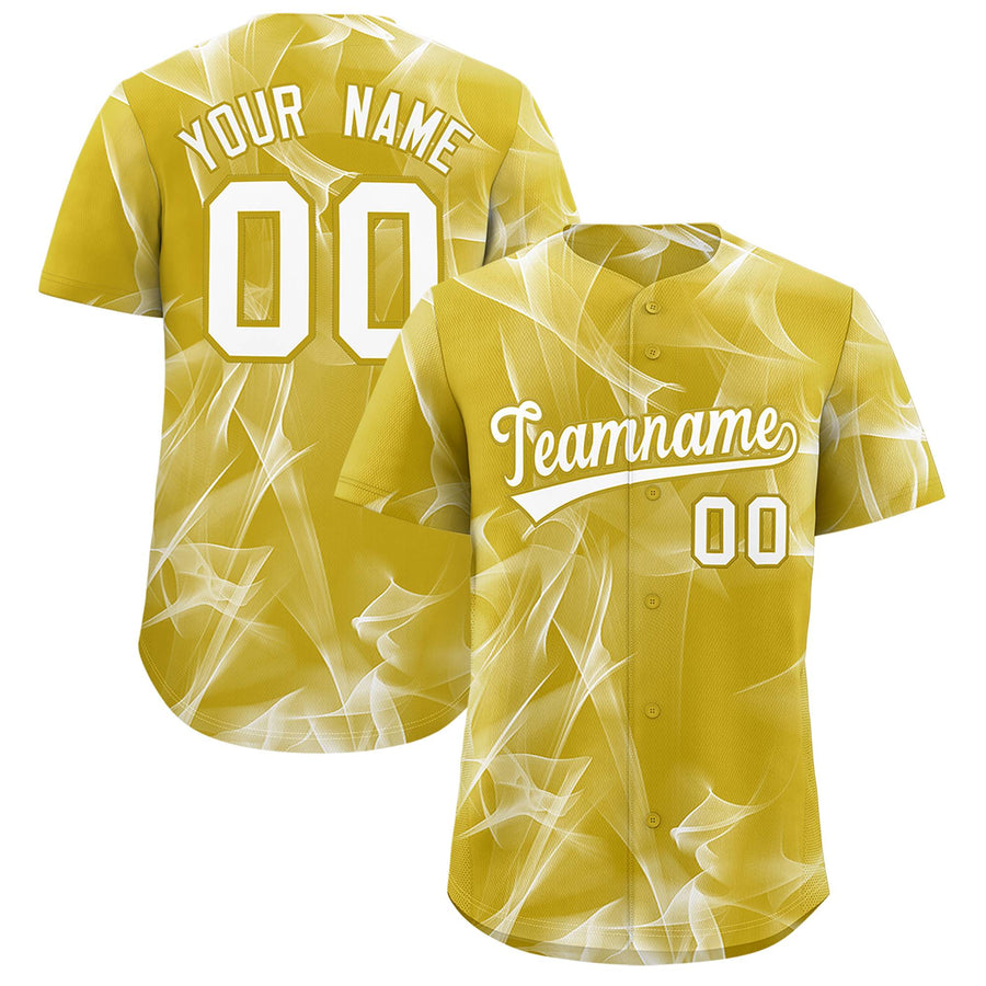 Custom Old Gold Fumes Graffiti Pattern Baseball Jersey | BuyFootballJersey