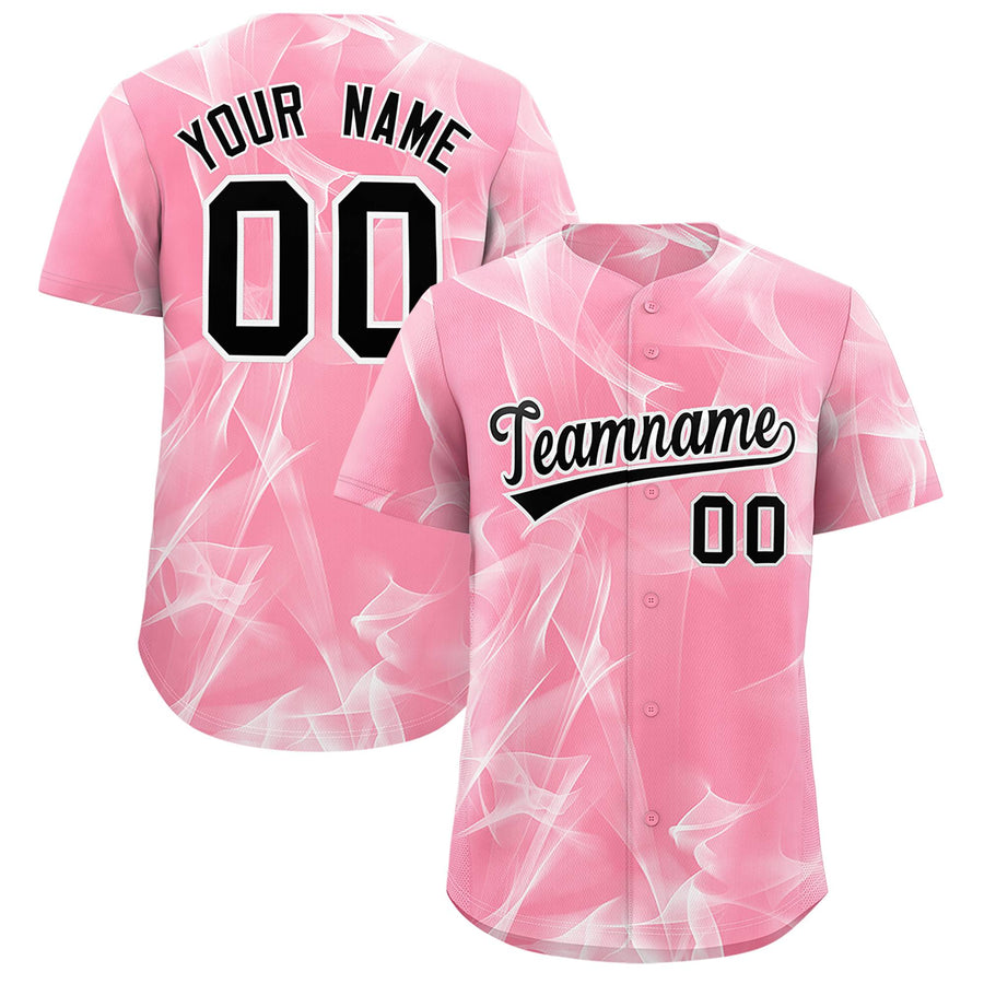 Custom Light Pink Fumes Graffiti Pattern Baseball Jersey | BuyFootballJersey