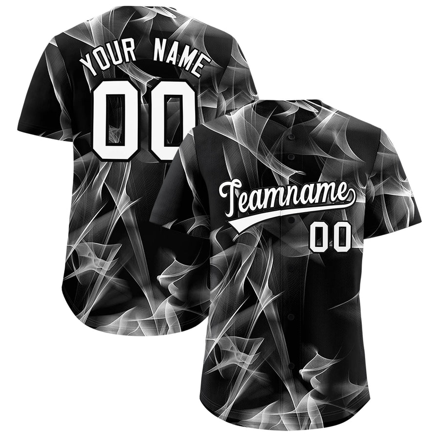 Custom Black Fumes Graffiti Pattern Baseball Jersey | BuyFootballJersey