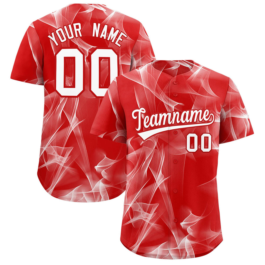 Custom Red Fumes Graffiti Pattern Baseball Jersey | BuyFootballJersey