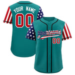 Custom Teal American Flag Design Personalized Baseball Jersey | BuyFootballJersey