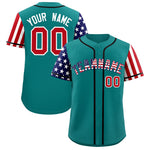 Custom Teal American Flag Design Personalized Baseball Jersey | BuyFootballJersey