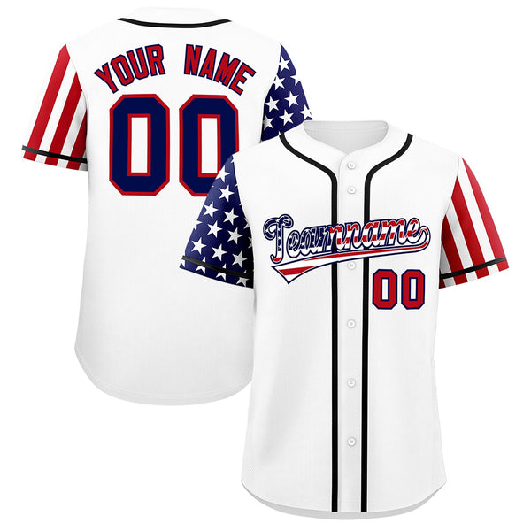 Custom White American Flag Design Personalized Baseball Jersey | BuyFootballJersey
