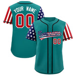 Custom Teal American Flag Design Personalized Baseball Jersey | BuyFootballJersey