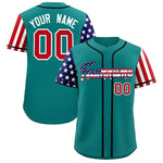 Custom Teal American Flag Design Personalized Baseball Jersey | BuyFootballJersey