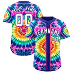 Custom Royal Tie-Dye Graffiti Pattern Baseball Jersey | BuyFootballJersey