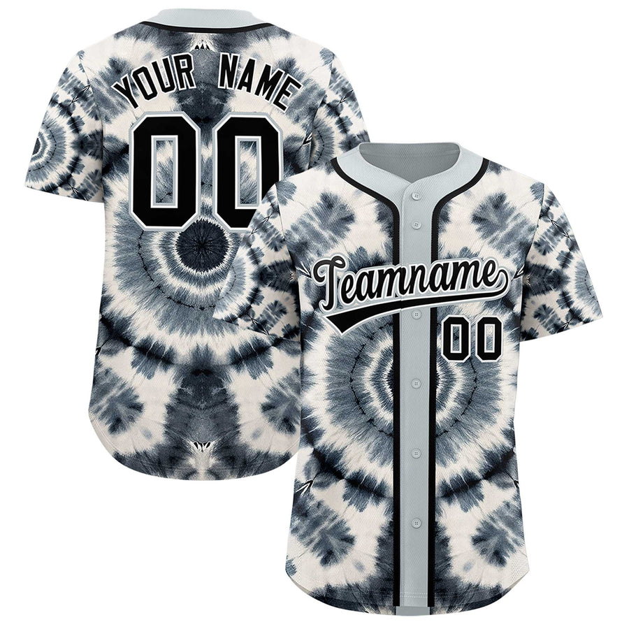 Custom Silver Tie-Dye Graffiti Pattern Baseball Jersey | BuyFootballJersey