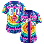 Custom Royal Tie-Dye Graffiti Pattern Baseball Jersey | BuyFootballJersey