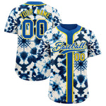 Custom Royal Tie-Dye Graffiti Pattern Baseball Jersey | BuyFootballJersey