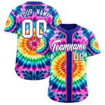 Custom Royal Tie-Dye Graffiti Pattern Baseball Jersey | BuyFootballJersey
