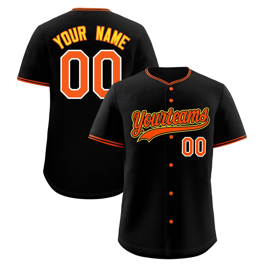 Custom Black Orange Gold Classic Style Stitched Sports Uniform For Men Women Youth Personalized Quick Dry Baseball Jersey | BuyFootballJersey