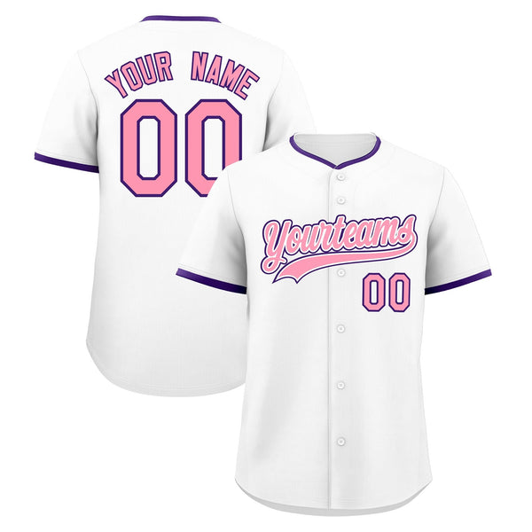 Custom White Light Pink Purple Classic Style Stitched Sports Uniform For Men Women Youth Personalized Quick Dry Baseball Jersey | BuyFootballJersey