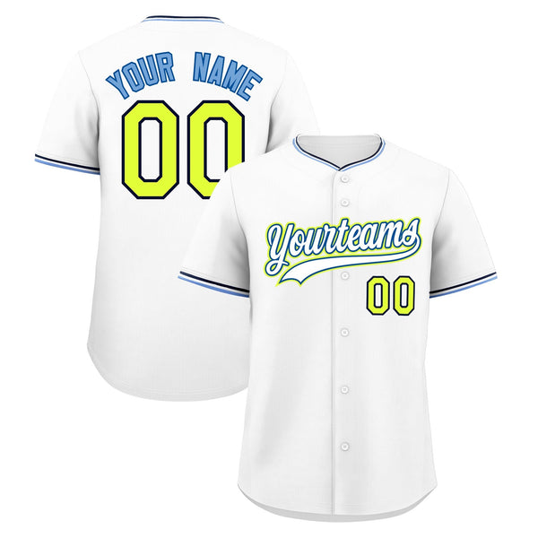 Custom White Navy Fluorescent Green Classic Style Stitched Sports Uniform For Men Women Youth Personalized Lightweight Baseball | BuyFootballJersey