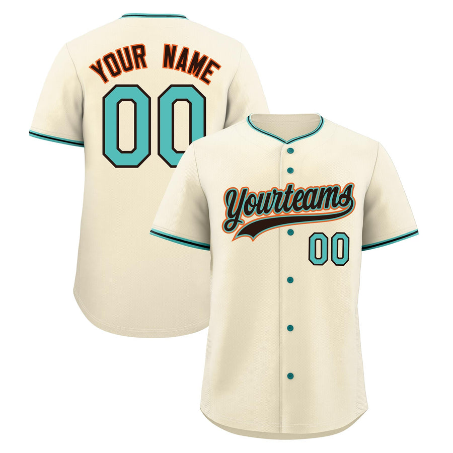 Custom Light Khaki Teal Brown Classic Style Stitched Sports Uniform For Men Women Youth Personalized Lightweight Baseball Jersey | BuyFootballJersey