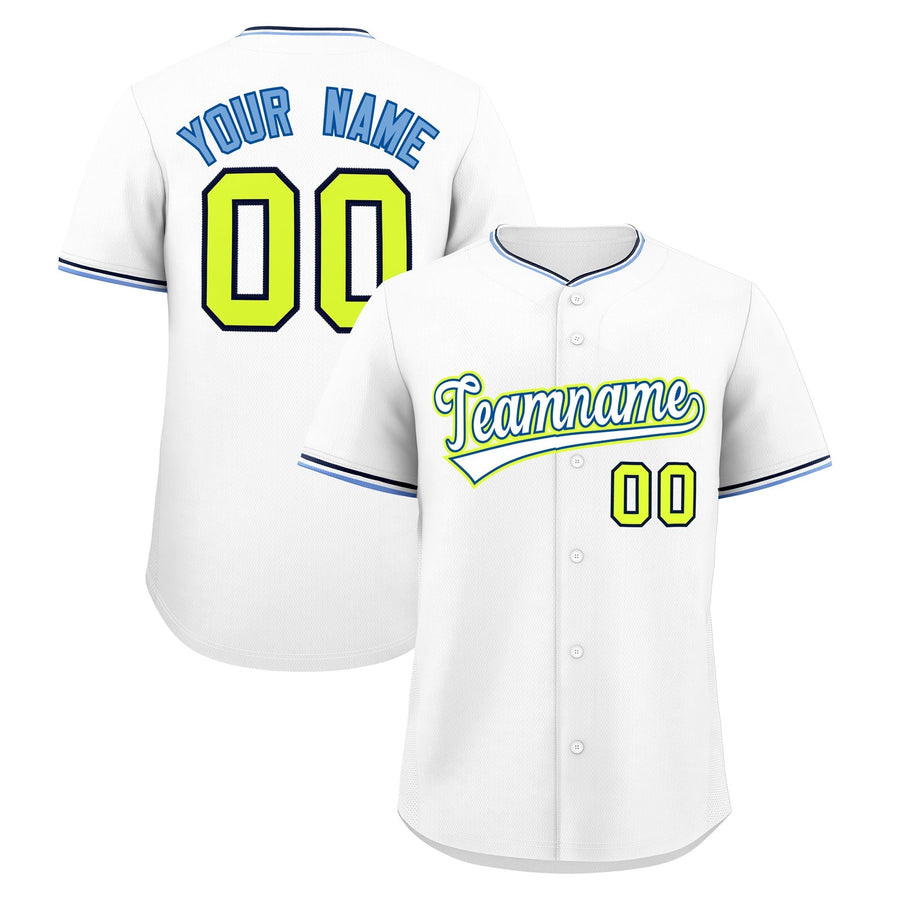 Custom White Navy Fluorescent Green Classic Style Stitched Sports Uniform For Men Women Youth Personalized Lightweight Baseball | BuyFootballJersey