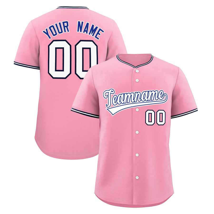Custom Light Pink White Navy Classic Style Stitched Sports Uniform For Men Women Youth Personalized Quick Dry Baseball Jersey | BuyFootballJersey