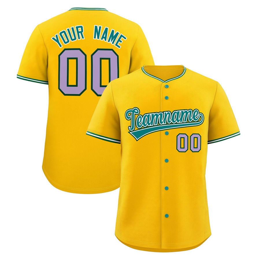 Custom Yellow White Green Classic Stitched Baseball Sports Uniform Personalized For Teams | BuyFootballJersey