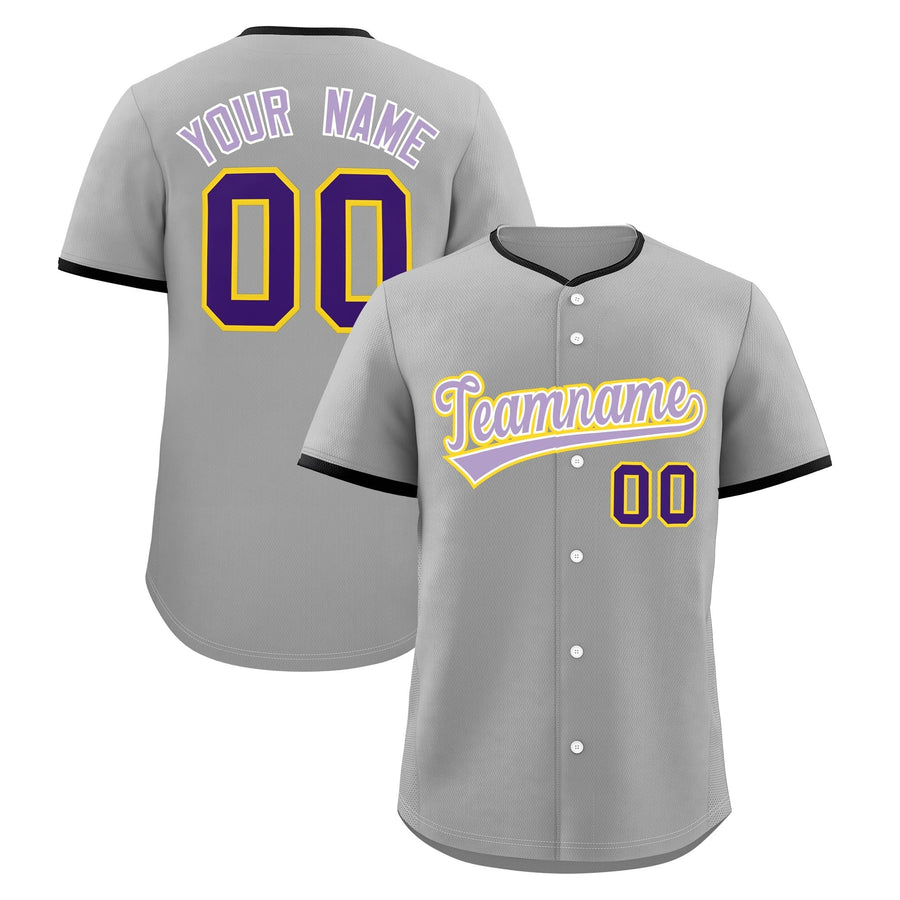 Custom Gray Light Purple White Classic Stitched Baseball Sports Uniform Personalized For Teams | BuyFootballJersey