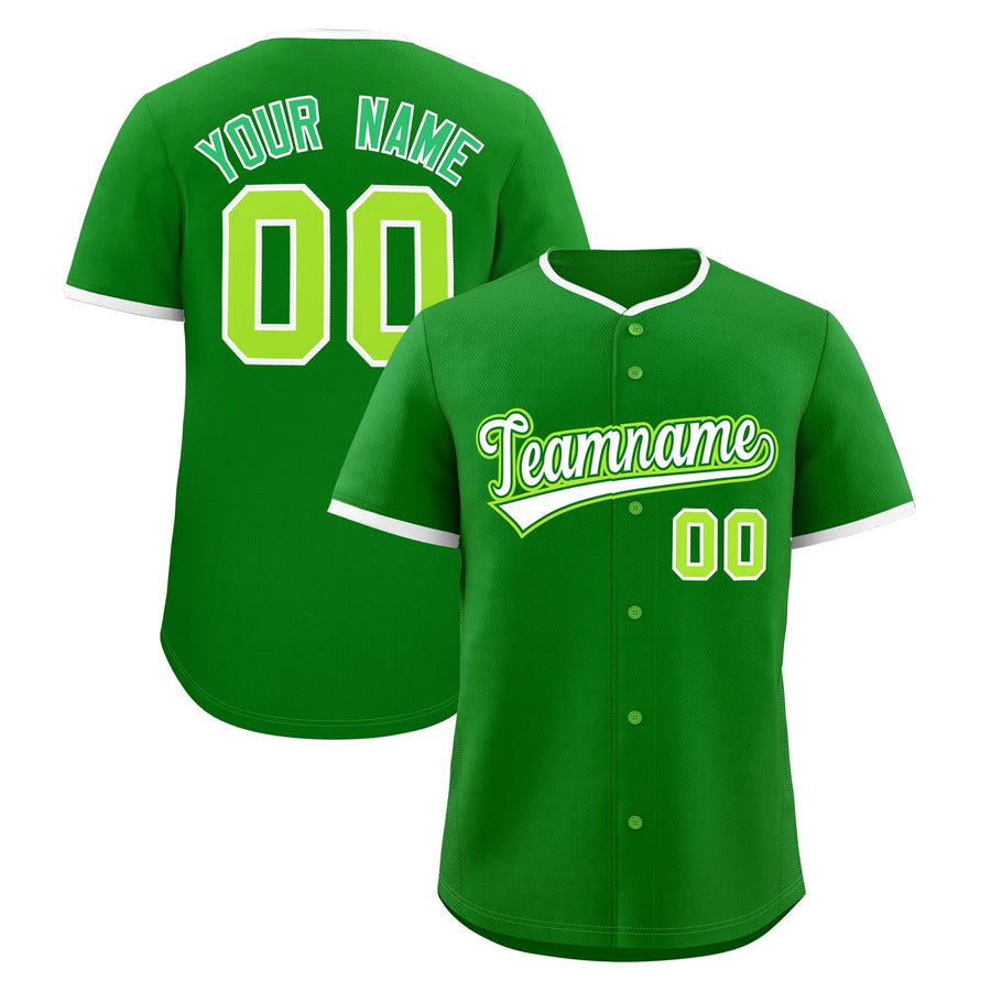Custom Kelly Green White Neon Green Classic Stitched Baseball Sports Uniform Personalized For Teams | BuyFootballJersey