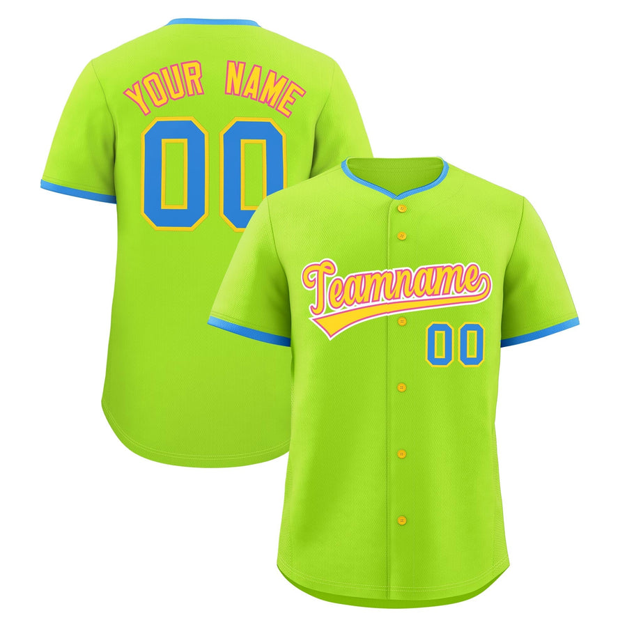 Custom Neon Green Gold Pink Classic Stitched Baseball Sports Uniform Personalized For Teams | BuyFootballJersey
