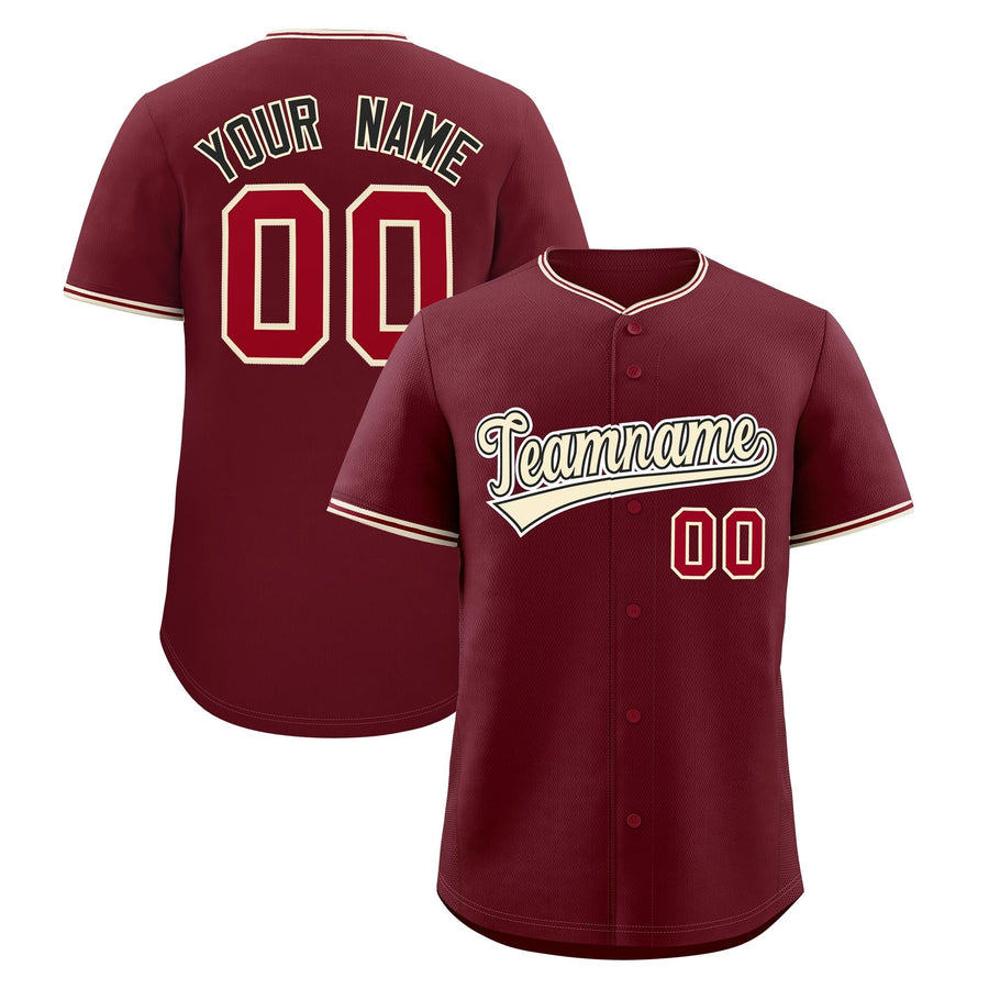 Custom Maroon Crimson Cream Classic Style Stitched Sports Uniform For Men Women Youth Personalized Lightweight Baseball Jersey | BuyFootballJersey