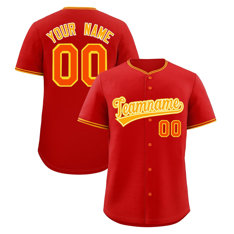 Custom Red Yellow White Classic Stitched Baseball Sports Uniform Personalized For Teams | BuyFootballJersey