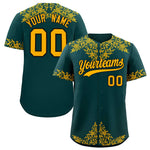 Custom Midnight Green Gold Baroque Style Personalized Baseball Jersey | BuyFootballJersey