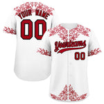 Custom White Red Baroque Style Personalized Baseball Jersey | BuyFootballJersey