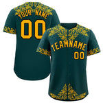 Custom Midnight Green Gold Baroque Style Personalized Baseball Jersey | BuyFootballJersey