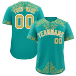 Custom Aqua Old Gold Baroque Style Personalized Baseball Jersey | BuyFootballJersey