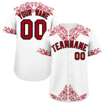 Custom White Red Baroque Style Personalized Baseball Jersey | BuyFootballJersey