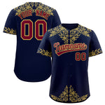 Custom Navy Old Gold Baroque Style Personalized Baseball Jersey | BuyFootballJersey