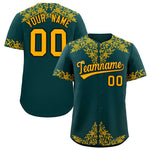 Custom Midnight Green Gold Baroque Style Personalized Baseball Jersey | BuyFootballJersey