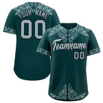 Custom Midnight Green Silver Baroque Style Personalized Baseball Jersey | BuyFootballJersey