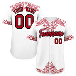 Custom White Red Baroque Style Personalized Baseball Jersey | BuyFootballJersey